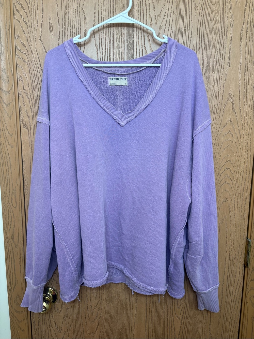 Free People Lavender V-Neck Pullover Sweatshirt - Picture 2 of 7